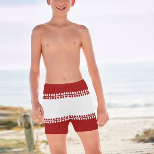 Kid's Canada Swim Shorts Big Boys' Swimming Trunks (Model L57)