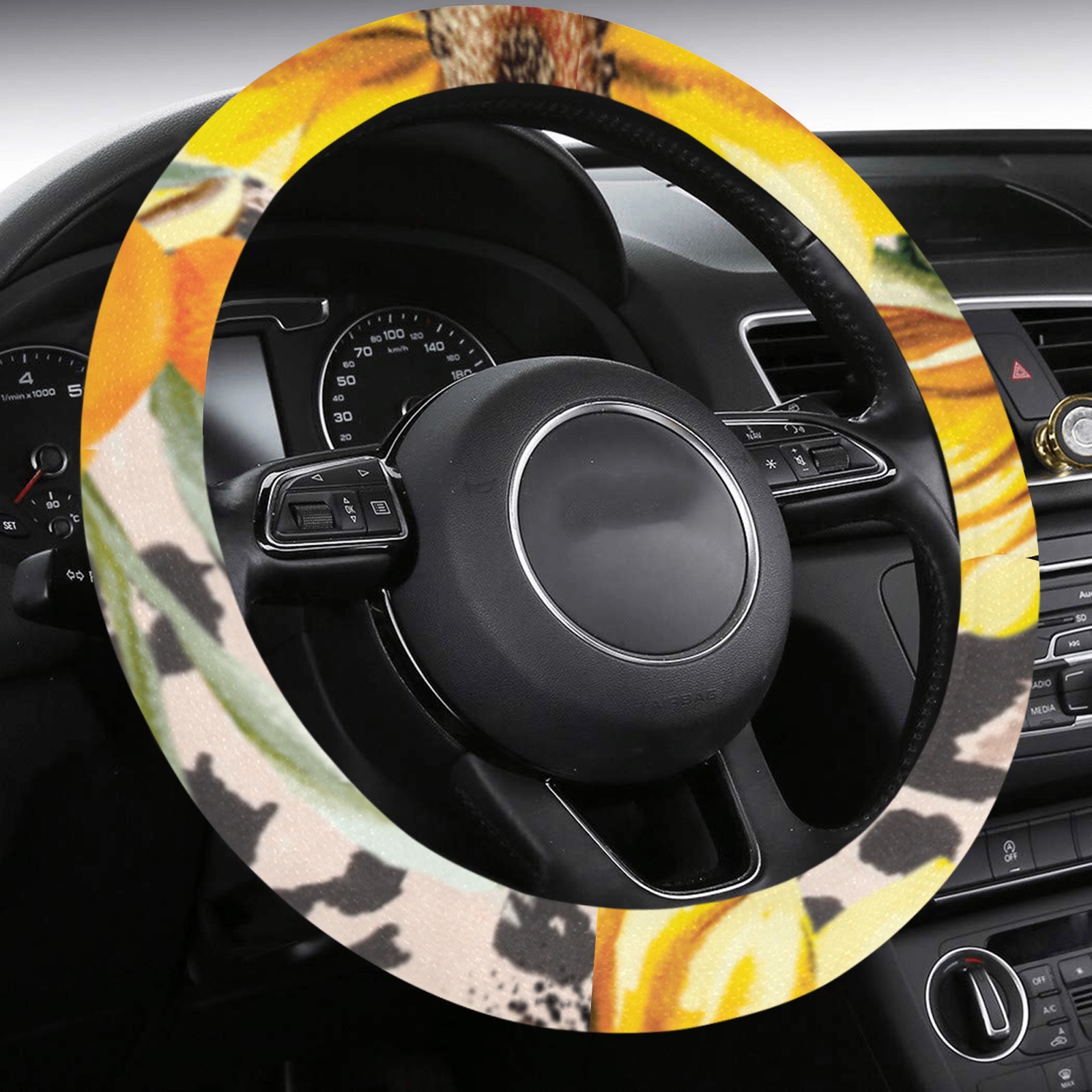 leopard sunflower steering wheel cover Steering Wheel Cover with Anti-Slip Insert