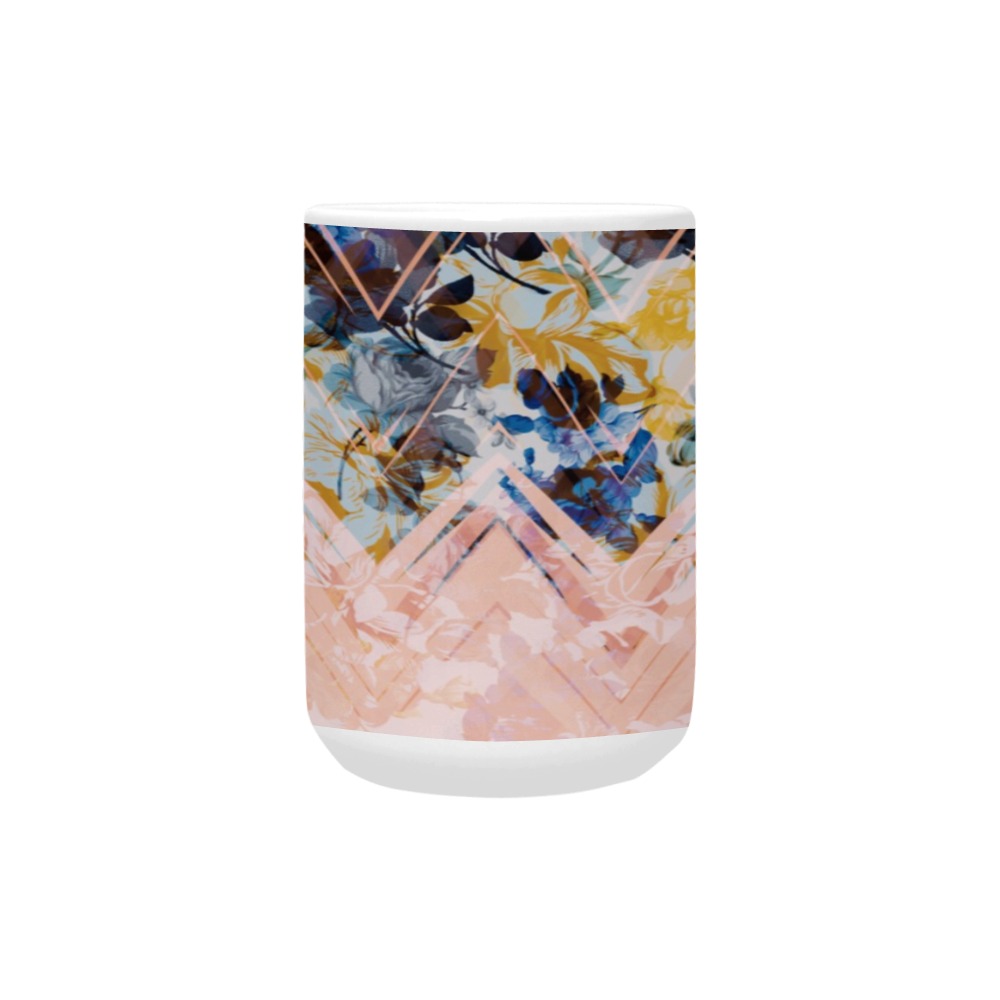 Spring Floral on a geometric Custom Ceramic Mug (15OZ)