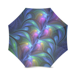 Colorful Luminous Abstract Blue Pink Green Fractal Foldable Umbrella (Model U01)