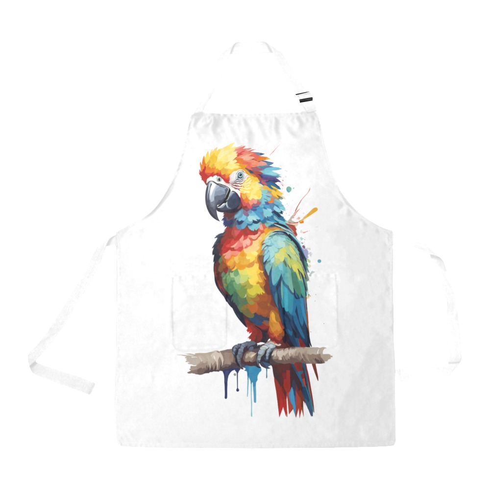 Amazing colorful parrot bird and artistic paint. All Over Print Apron