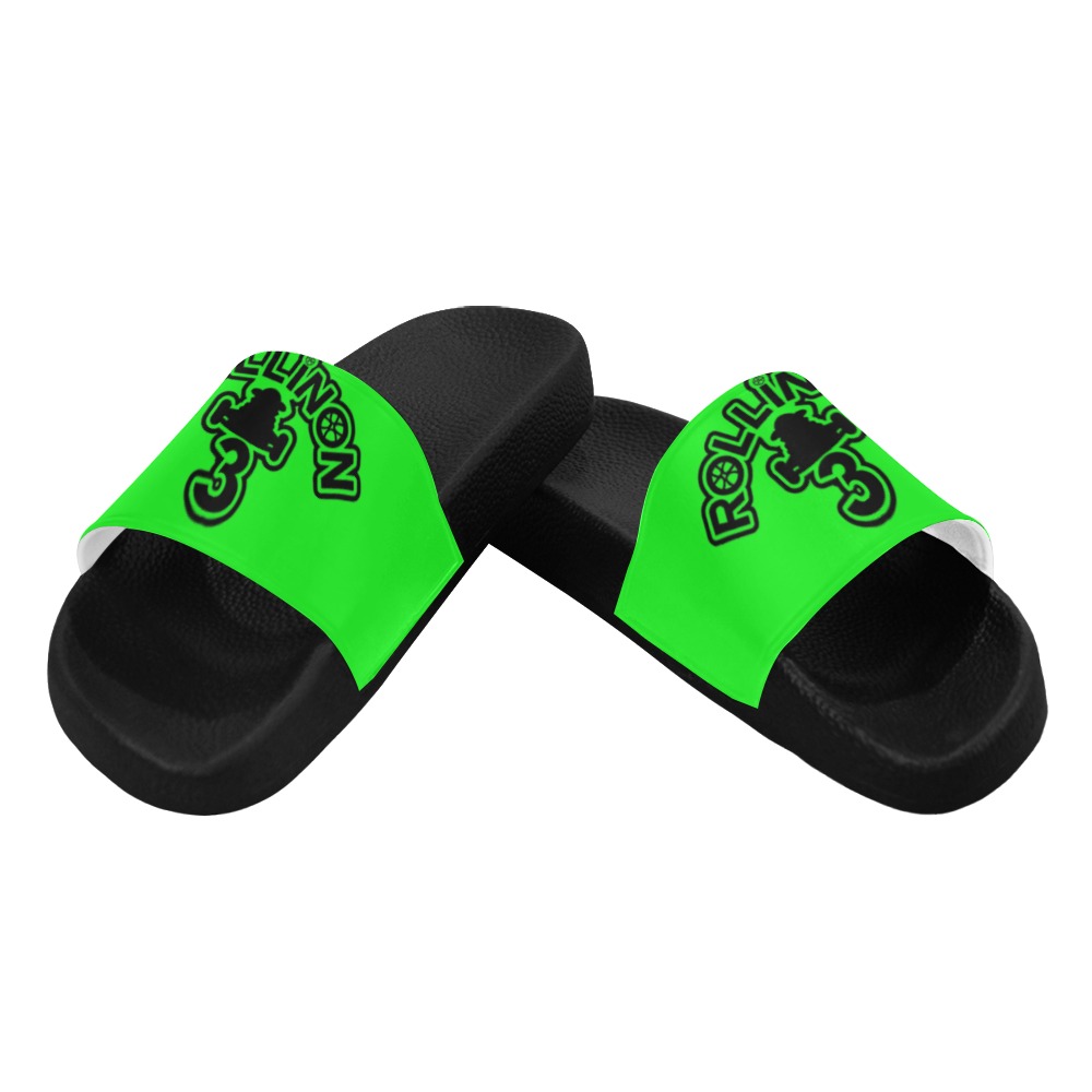 RollinOn3 Lime Green Slides Female Women's Slide Sandals (Model 057)