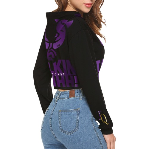 Talkin Shhhhh IQ PODCAST All Over Print Crop Hoodie for Women (Model H22)