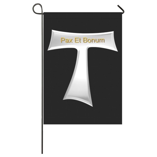 Franciscan Tau Cross Pax Et Bonum Silver Metallic Garden Flag 28''x40'' （Without Flagpole）