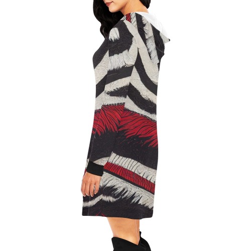 zebra print 3 All Over Print Hoodie Mini Dress (Model H27)
