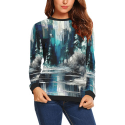 Painted City Winter Scene 1006 All Over Print Crewneck Sweatshirt for Women (Model H18)