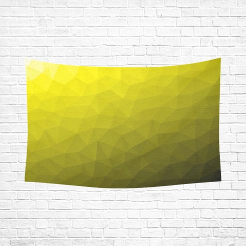Yellow gradient geometric mesh pattern Cotton Linen Wall Tapestry 90"x 60"