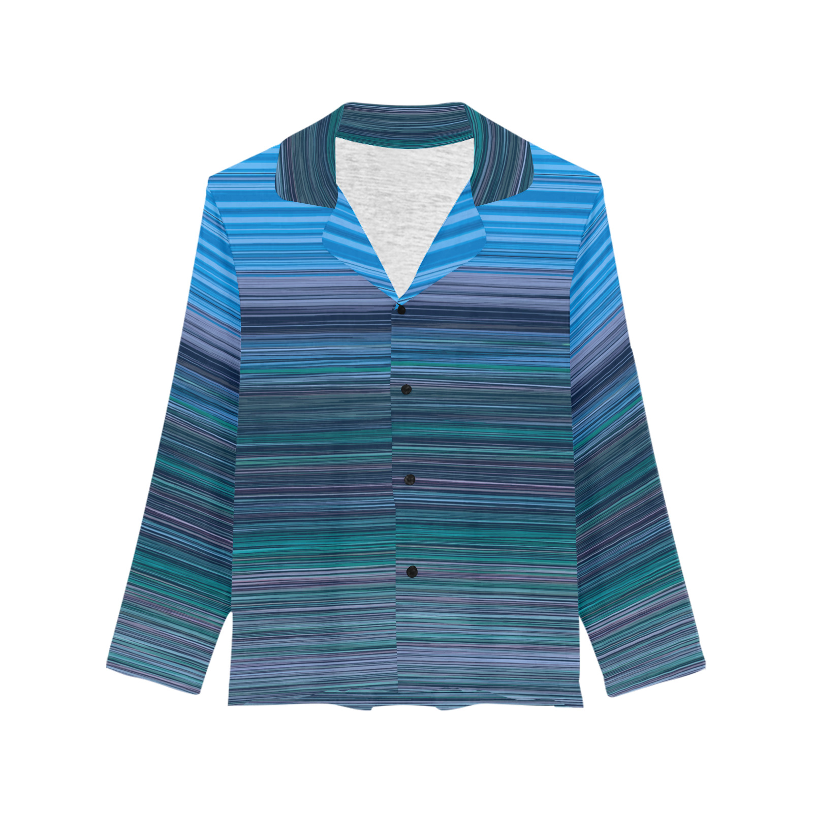 Abstract Blue Horizontal Stripes Women's Long Sleeve Pajama Shirt