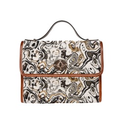 Marble Bronze Waterproof Canvas Bag-Brown (All Over Print) (Model 1641)