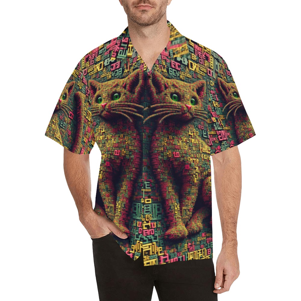 3D cat Hawaiian Shirt (Model T58)