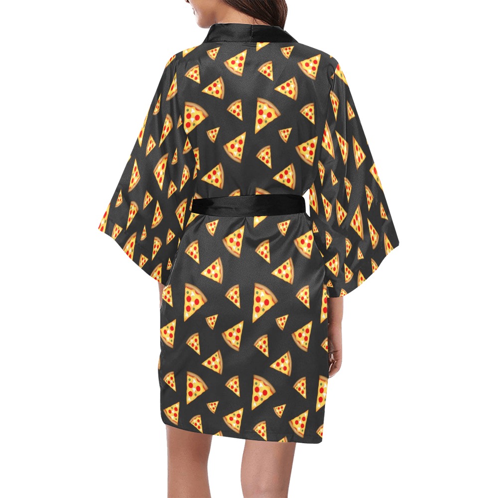 Cool and fun pizza slices dark gray pattern Kimono Robe