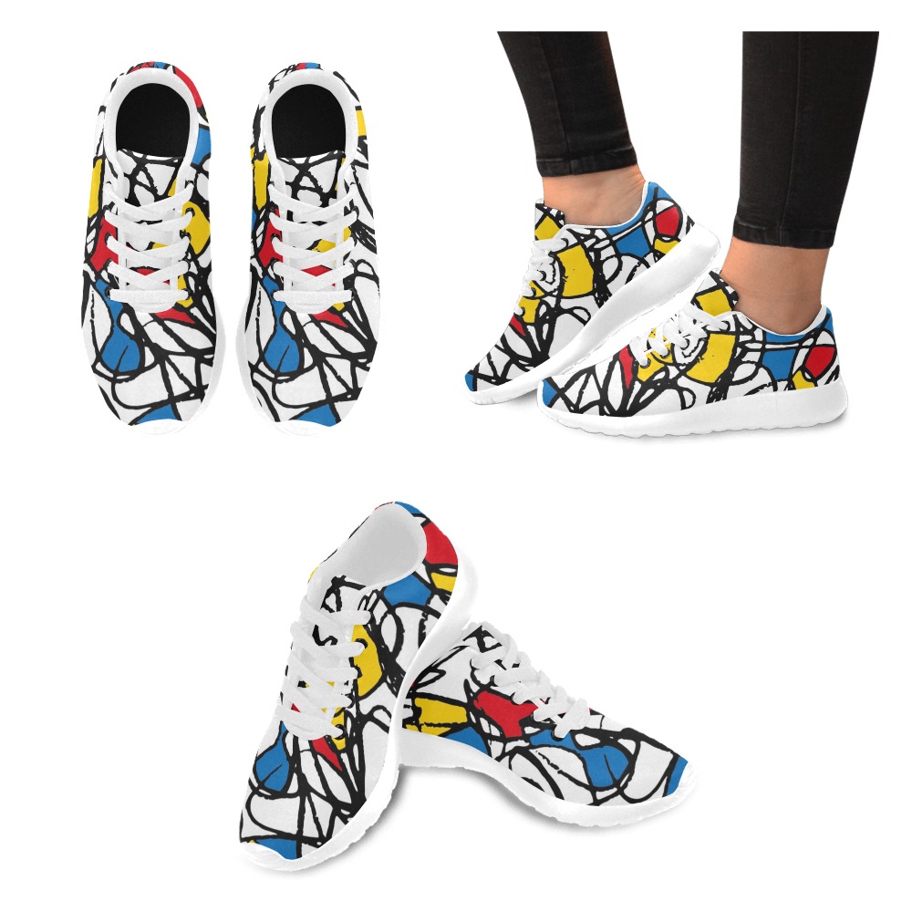 Mondrian Doodle Scribble Men’s Running Shoes (Model 020)