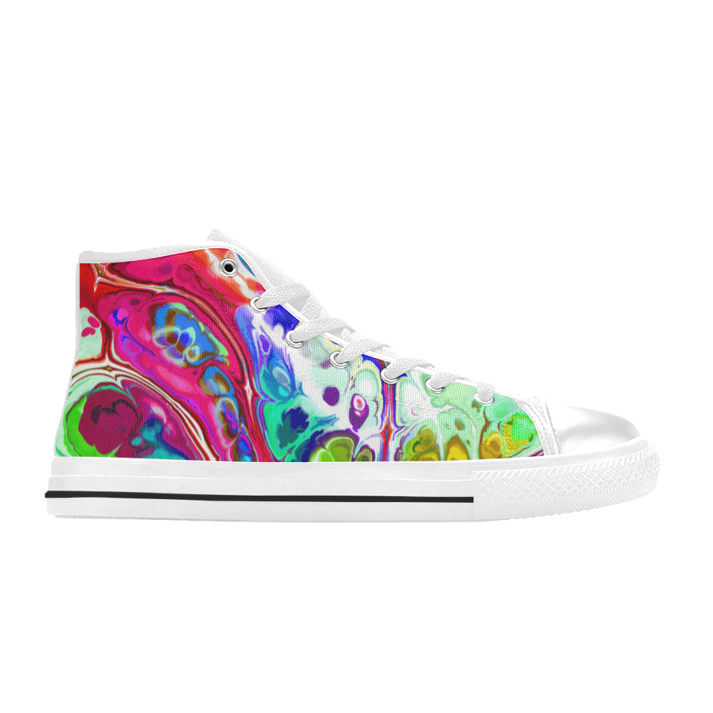 Abstract Liquid Marble Pouring Modern Art Texture High Top Canvas Shoes for Kid (Model 017)