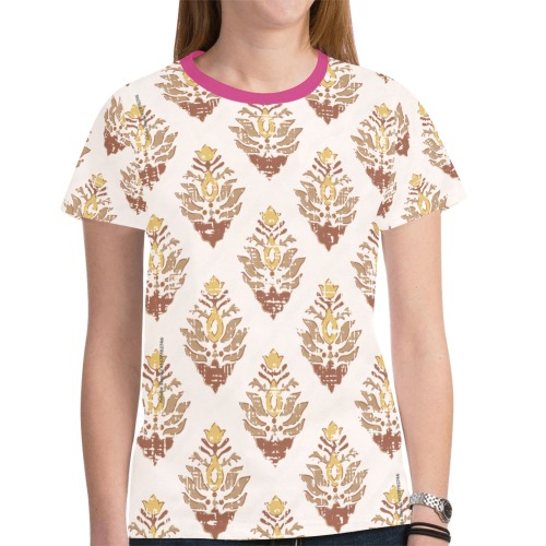 plum collar yellow orange print all over