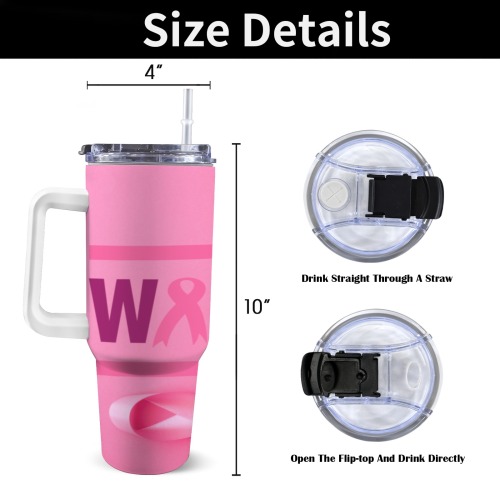 Breast Cancer Awareness 40oz Tumbler 40oz Tumbler with White Handle