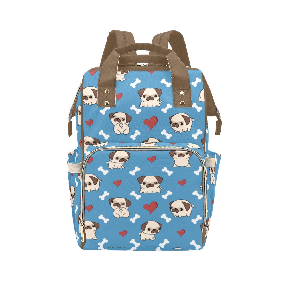 Pugs and Hearts Diaper Bag Multi-Function Diaper Backpack/Diaper Bag (Model 1688)