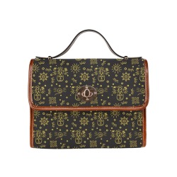 African patterns -11 Waterproof Canvas Bag-Brown (All Over Print) (Model 1641)