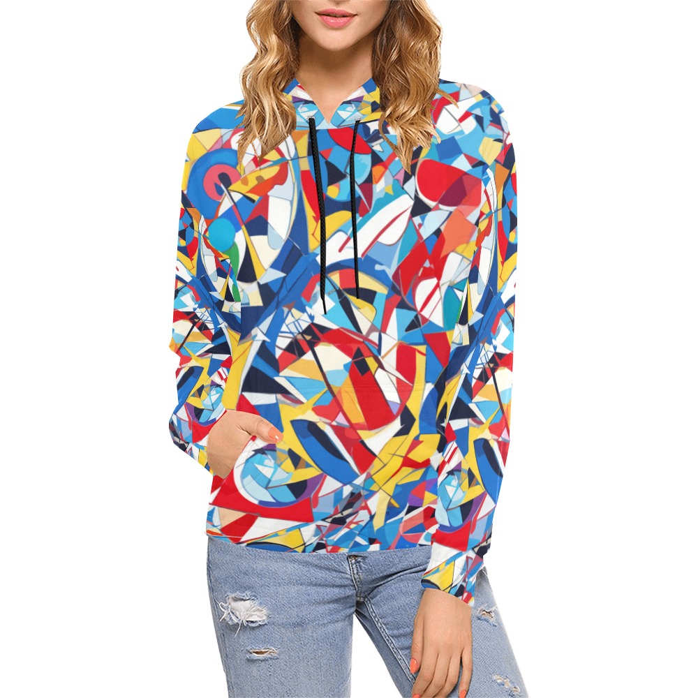 Positive colorful geometrical modernist art. All Over Print Hoodie for Women (USA Size) (Model H13)