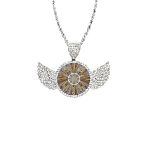 bb gt667 Wings Silver Photo Pendant with Rope Chain