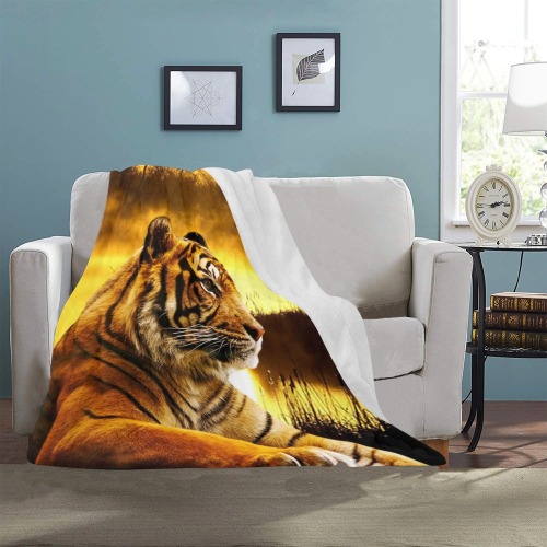 Tiger and Sunset Ultra-Soft Micro Fleece Blanket 40"x50"