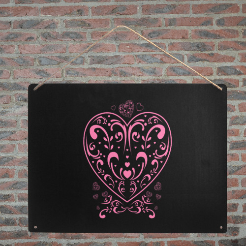 Ornamental Valentine's Day Heart Metal Tin Sign 12"x8"