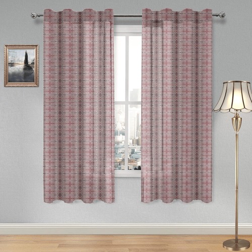 red and white repeating pattern Gauze Curtain 28"x63" (Two-Piece)