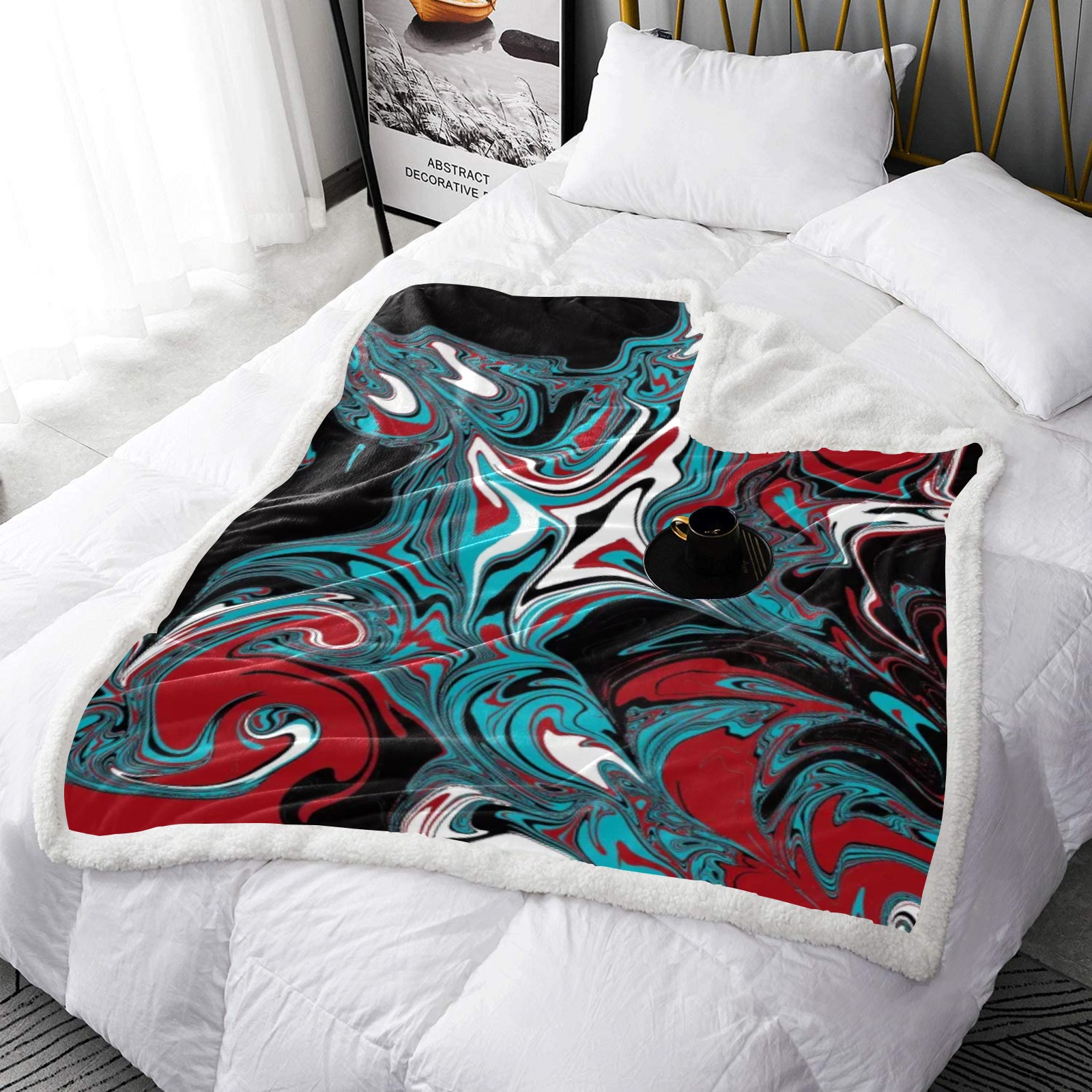 Dark Wave of Colors Double Layer Short Plush Blanket 50"x60"