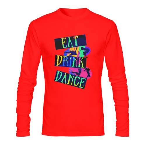 Eat Drink Dance Breakdance Red Sunny Men's T-shirt (long-sleeve) (Model T08)