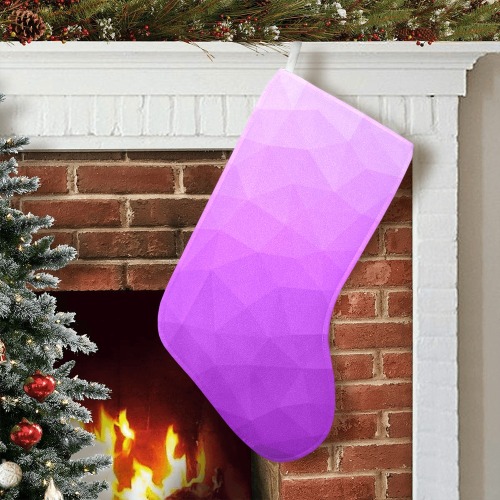 Purple gradient geometric mesh pattern Christmas Stocking (Without Folded Top)