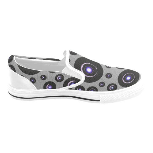 CogIIgrey white Men's Slip-on Canvas Shoes (Model 019)