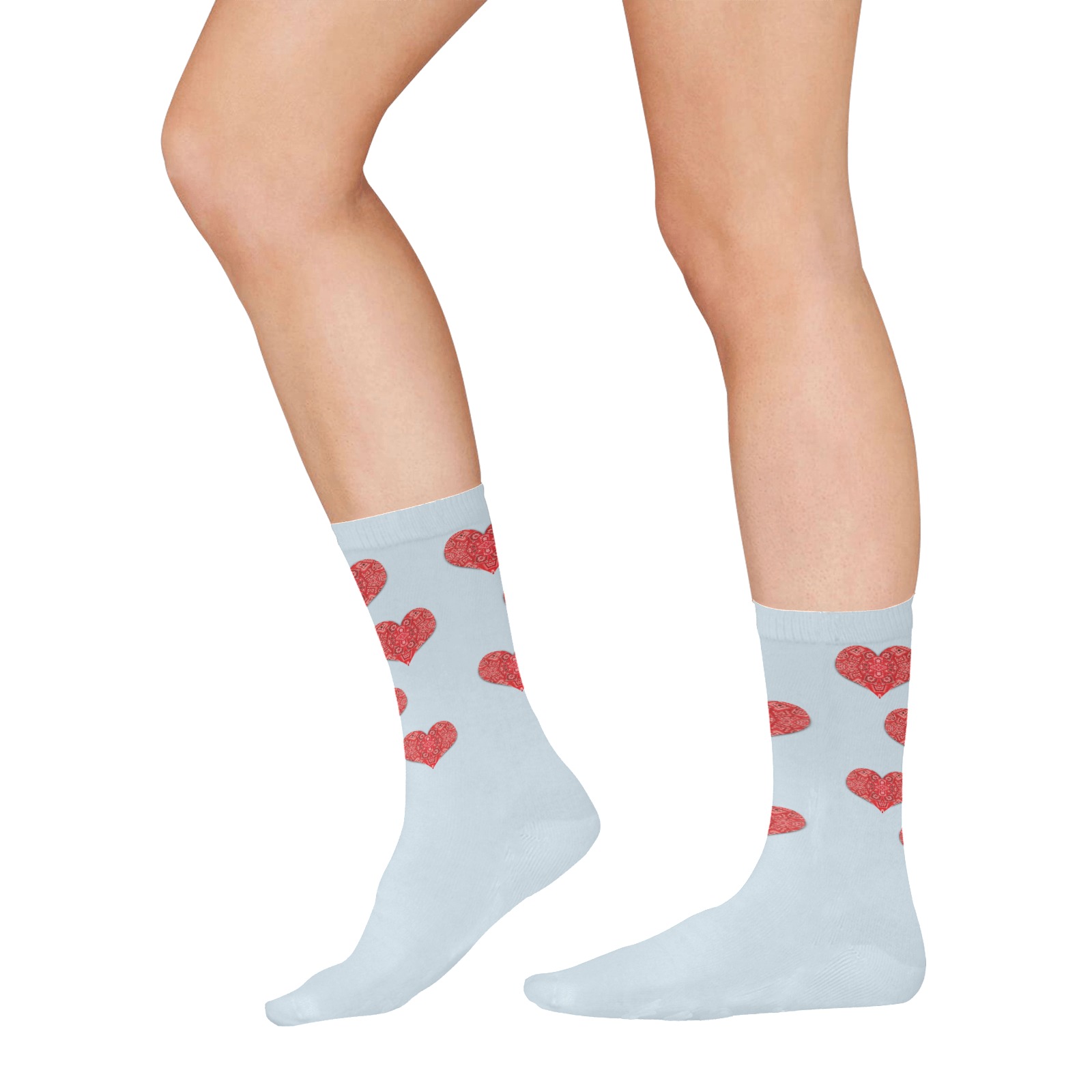 Bandana Hearts on Blue All Over Print Socks for Women