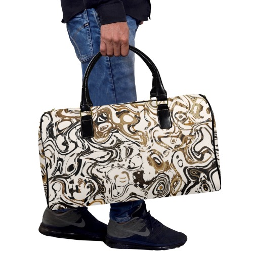 Marble Bronze Leather Travel Bag-Small (Short Patch) (1735)