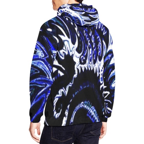 Blue flower on spirals All Over Print Hoodie for Men (USA Size) (Model H13)