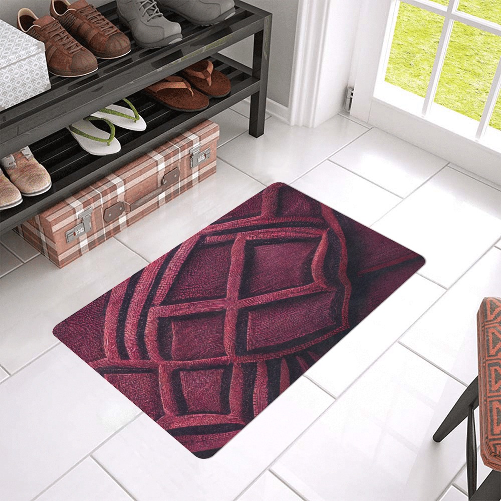 burgundy diamond pattern Doormat 24"x16" (Black Base)
