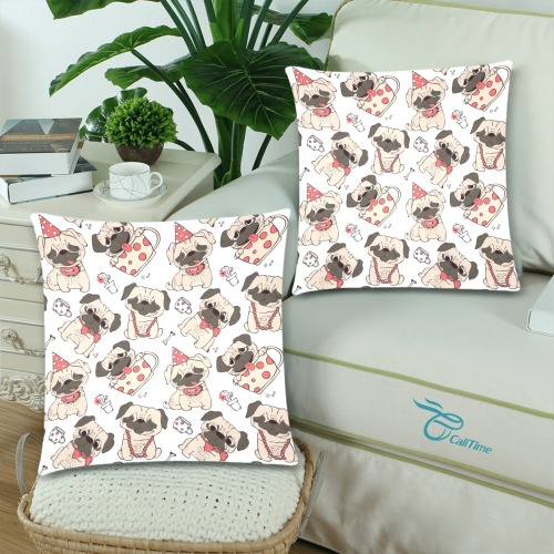 pugs (1) Custom Zippered Pillow Cases 18"x 18" (Twin Sides) (Set of 2)