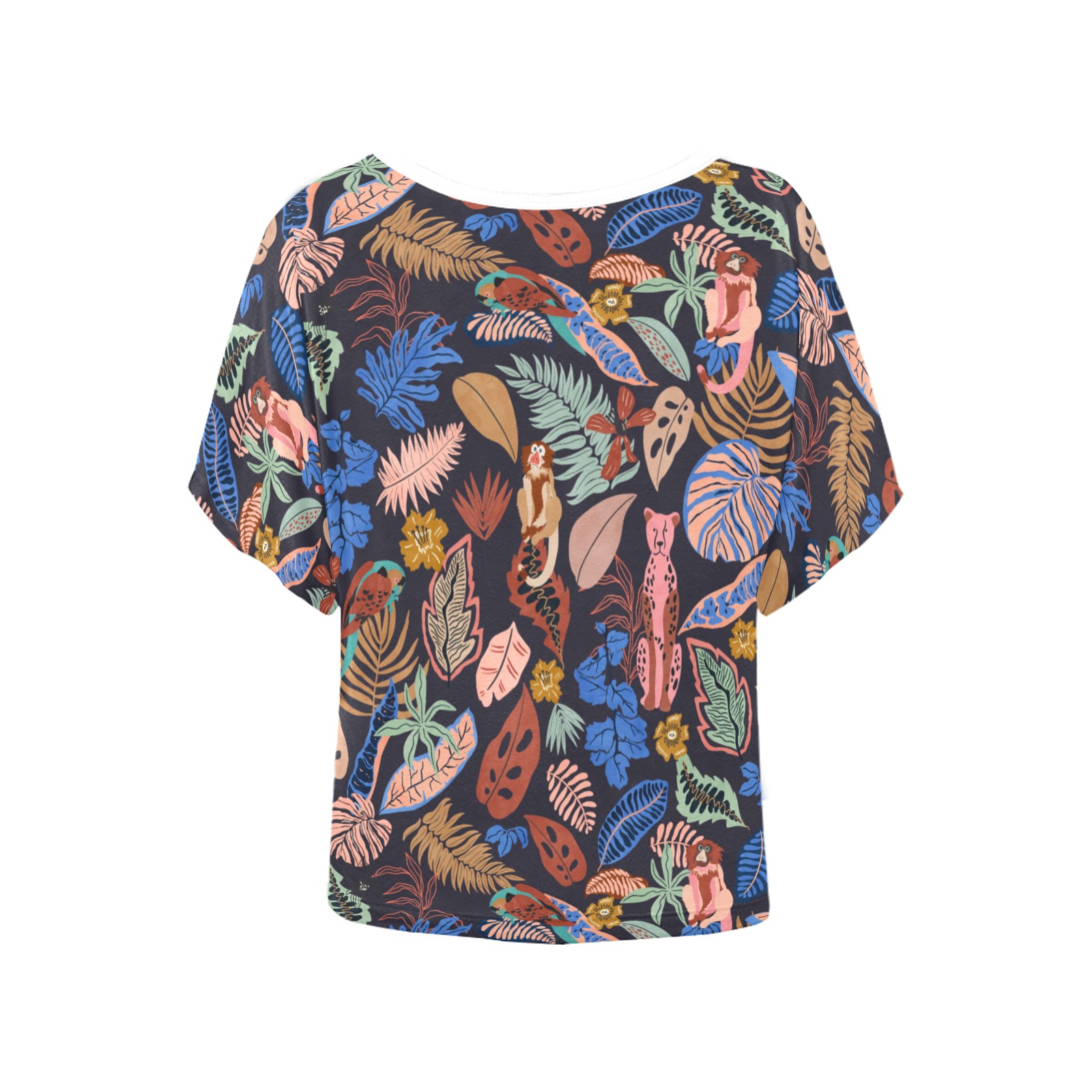 Modern colorful dark jungle Women's Batwing-Sleeved Blouse T shirt (Model T44)