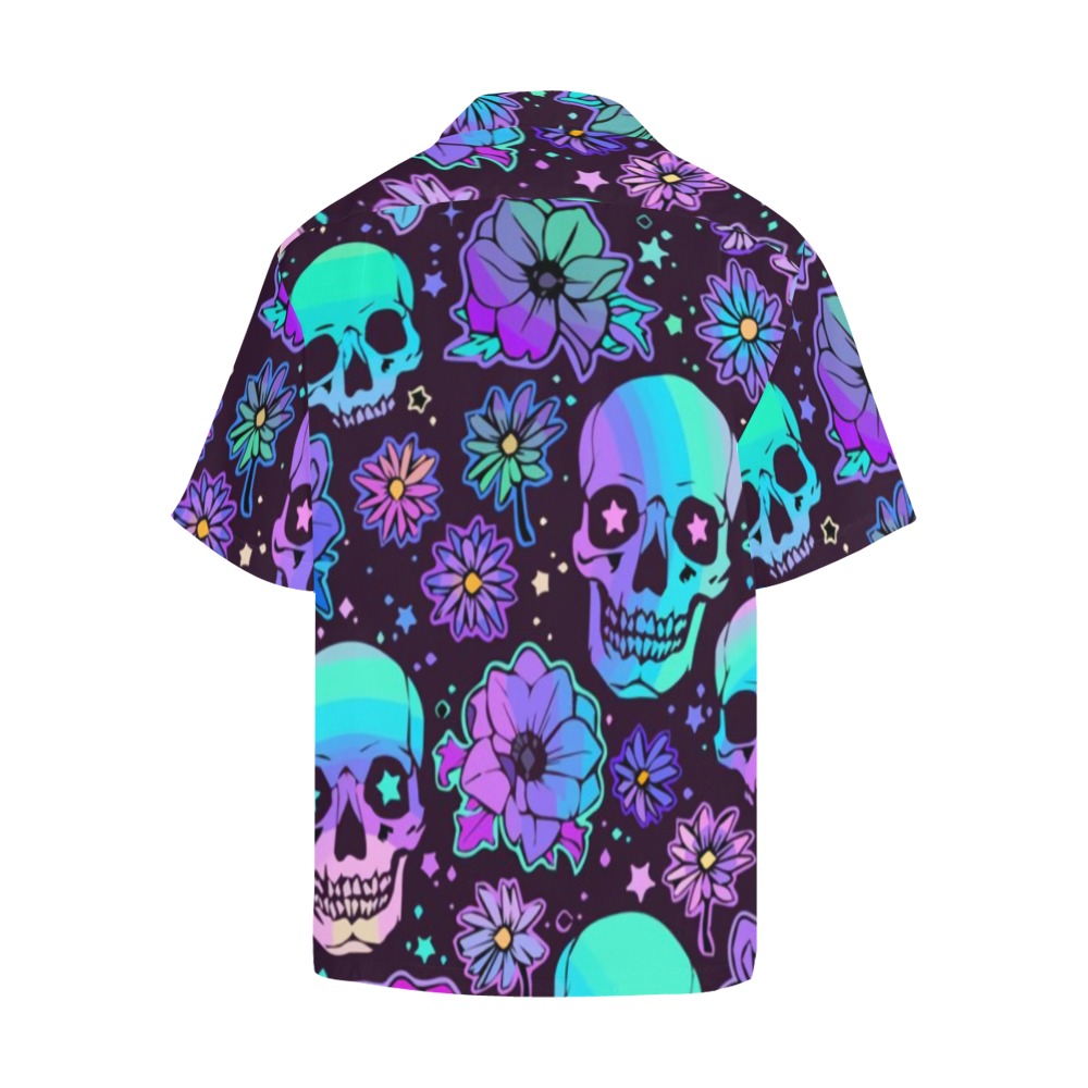 Skull And Flower Hawaiian Shirt with Merged Design (Model T58)