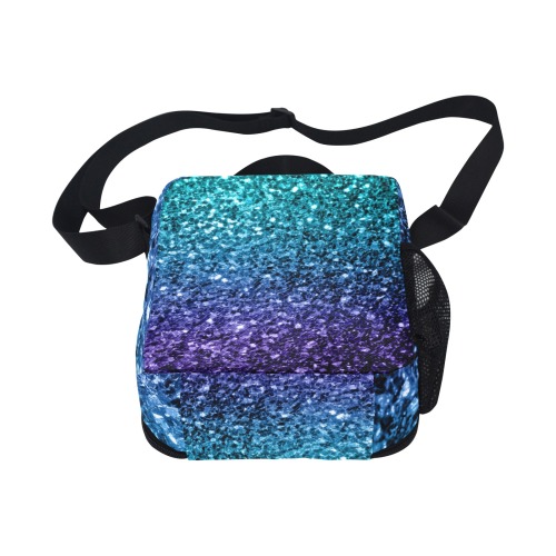 Aqua blue ombre faux glitter sparkles All Over Print Crossbody Lunch Bag for Kids (Model 1722)