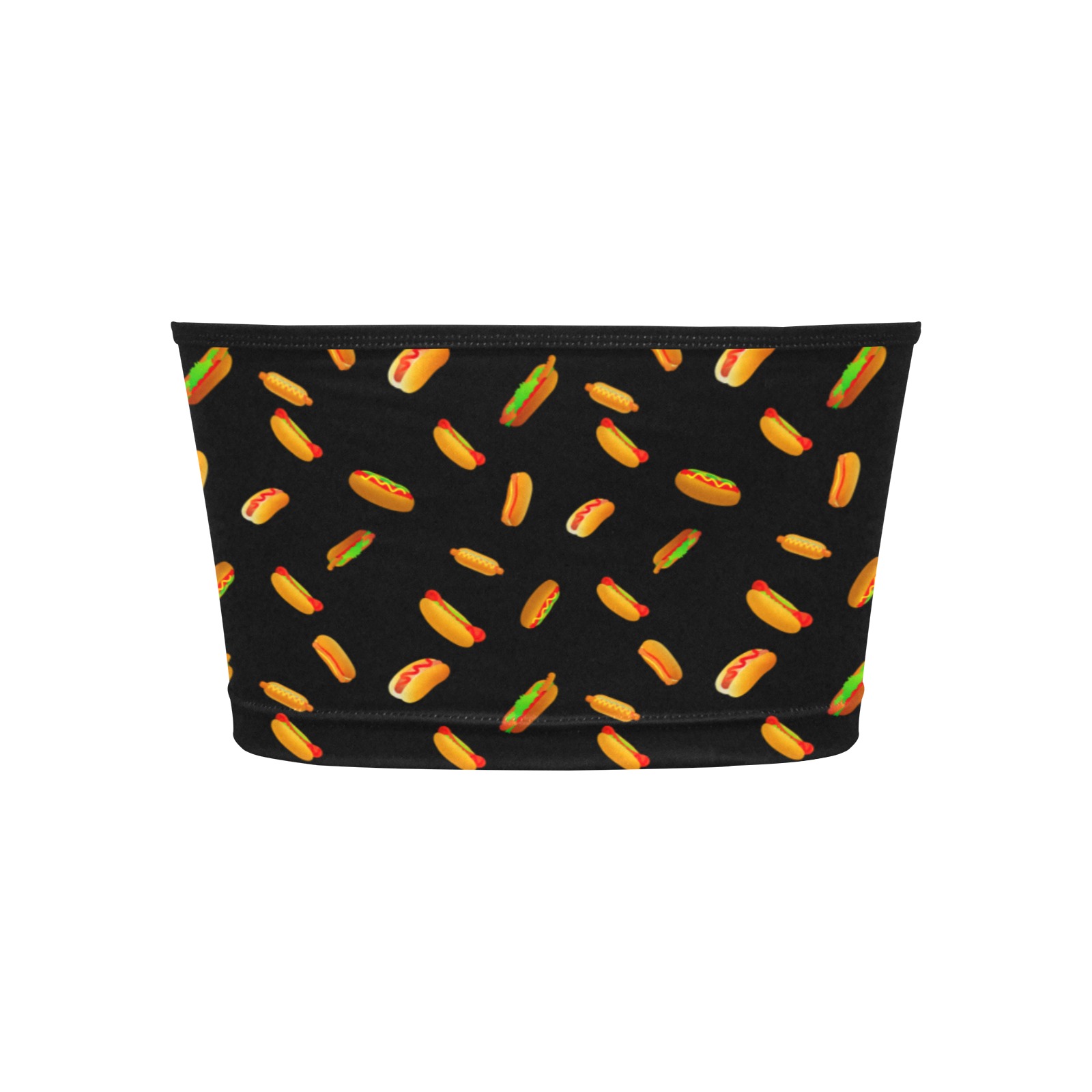 Hot Dogs on Black Women's Tie Bandeau Top (Model T66)