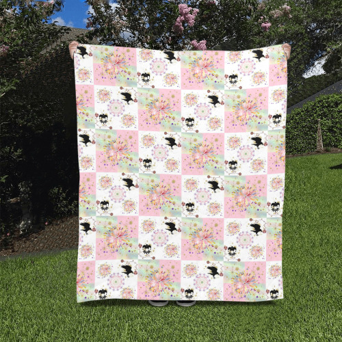 Secret Garden With Harlequin and Crow Patch Artwork Quilt 50"x60"