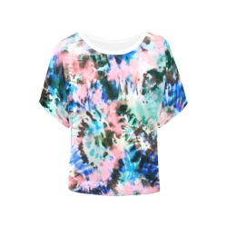 Sea Tie Dye 34W Women's Batwing-Sleeved Blouse T shirt (Model T44)