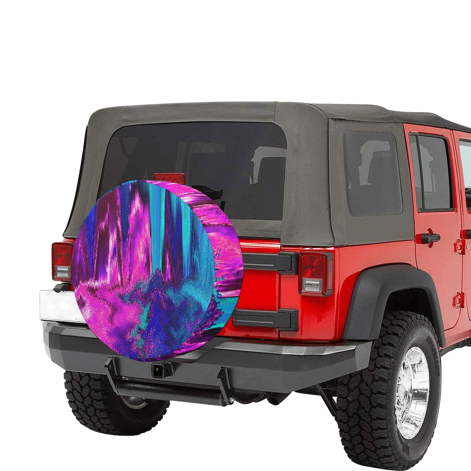Melted Glitch (Pink & Teal) 30 Inch Spare Tire Cover