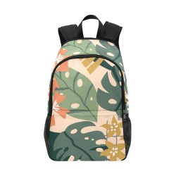 Monstera Leaves - Gorgeous Tropical Pattern Fabric Backpack with Side Mesh Pockets (Model 1659)