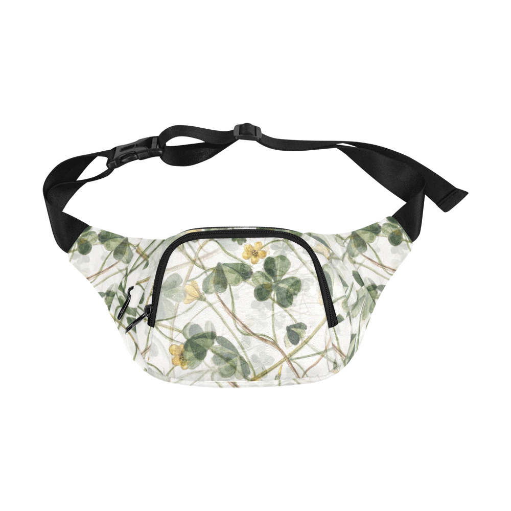 Vintage Yellow Floral Clover Foliage Plant Fanny Pack/Small (Model 1677)