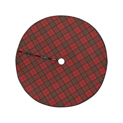 Red tartan plaid winter Christmas pattern holidays Christmas Tree Skirt 47" x 47"