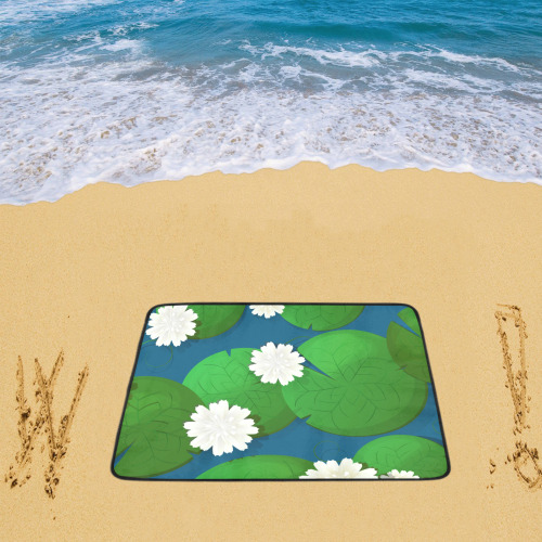 White lotus background Beach Mat 78"x 60"