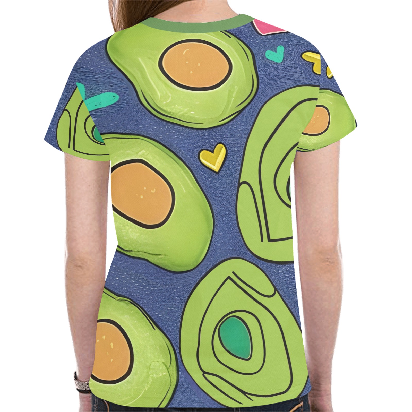 Avocados and Hearts New All Over Print T-shirt for Women (Model T45)