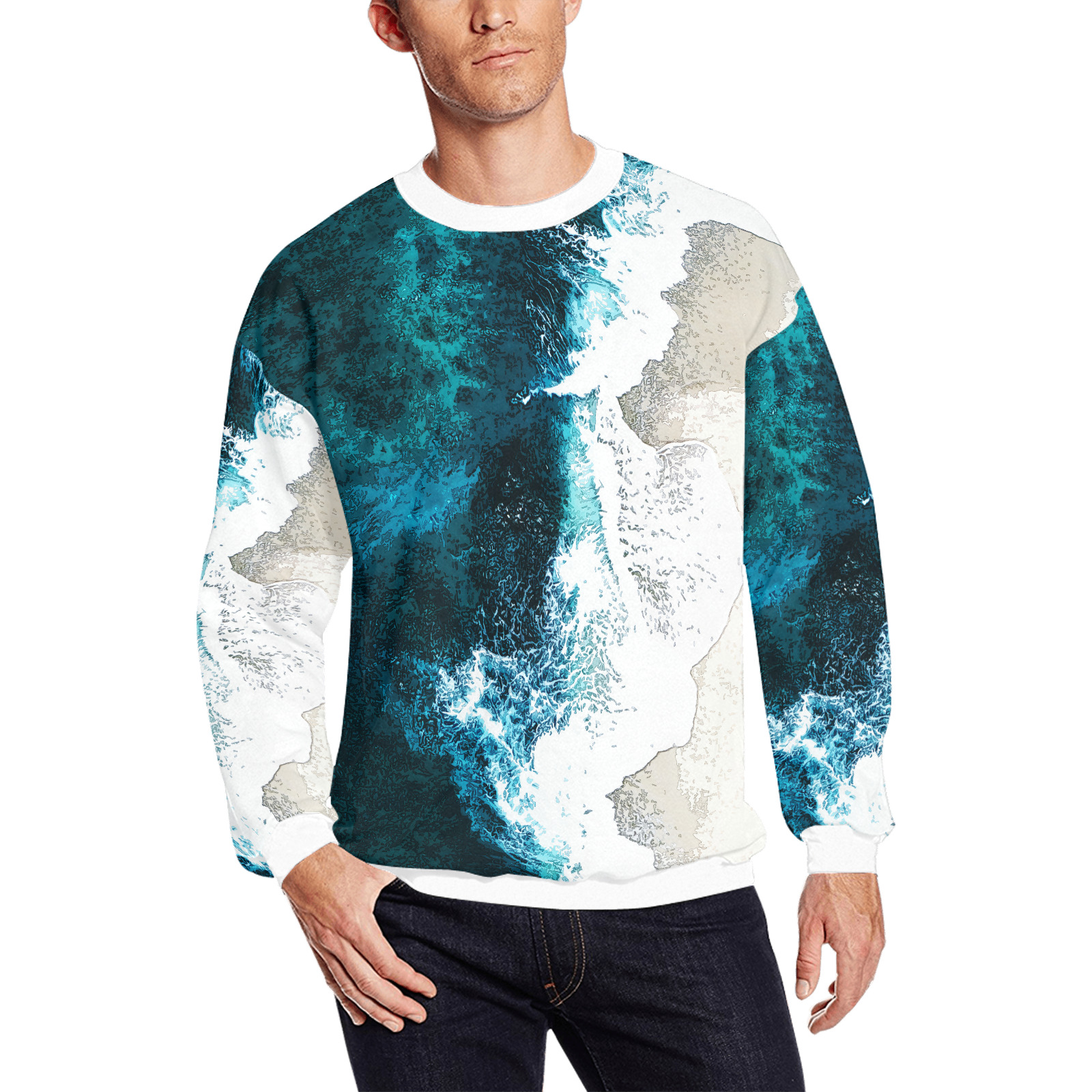 Ocean And Beach All Over Print Crewneck Sweatshirt for Men (Model H18)