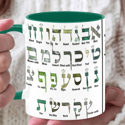 Hebrew alphabet with letters name-patrick Custom Inner Color Mug (11oz)