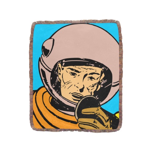 astronaut Ultra-Soft Fringe Blanket 50"x60" (Mixed Green)